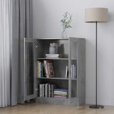 vidaXL - Vitrinekast - 82,5x30,5x115 - cm - bewerkt - hout - betongrijs