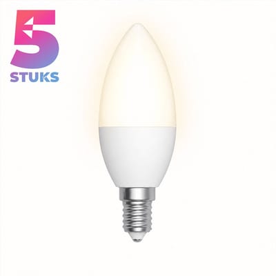 5x Kaarslamp Led-lamp E14 - 5W - Warm Wit Licht (2700K) - 475 lm - 10 jaar - Niet Dimbaar