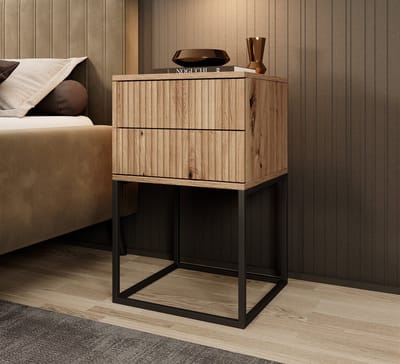 Meubella - Nachtkastje Sylvester 7 - Eiken - 40 cm