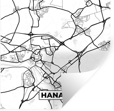 Muurstickers - Sticker Folie - Plattegrond - Hanau - Stadskaart - Kaart - 100x100 cm - Plakfolie - Muurstickers Kinderkamer - Zelfklevend Behang XXL - Zelfklevend behangpapier - Stickerfolie