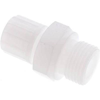 10x4mm & G1/2'' PVDF Rechte Knelfitting Buitendraad 10bar Kunststof en Polyamide