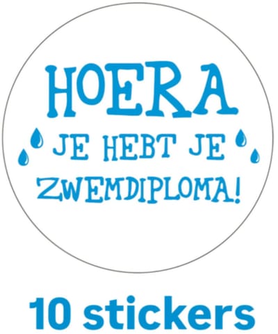 10x Sticker Zwemdiploma - cadeausticker - sluitzegen - leuk inpakken - Hoera jij hebt je zwemdiploma - zwemmen
