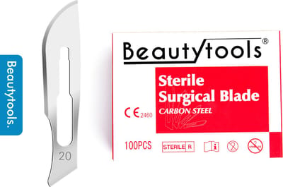 BeautyTools Pedicure Scalpelmesjes - Bistouri Mesjes Nr. 20 (100 Stuks) - Pedicure Mesjes - Individueel en Steriel Verpakt (BP-0683)