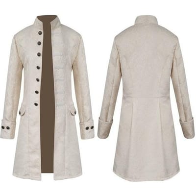 Mode Herenjas Steampunk Retro Trenchcoat/Vest Gotisch Victoriaans Jurk Uniform Middeleeuwse Windbreaker Jas/Vest Opera Kostuum XXXXL wit