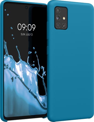 kwmobile telefoonhoesje geschikt voor Samsung Galaxy A51 - Hoesje met siliconen coating - Smartphone case in Caribisch blauw