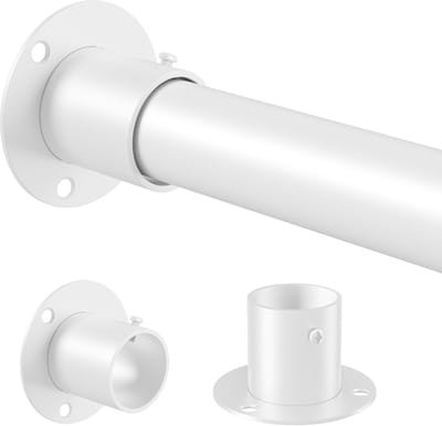 Garderobestang, 70-90 cm verstelbare kledinghangrail, roestvrij staal met bevestigingsaccessoires voor kast en opslag, wit, diameter 25 mm