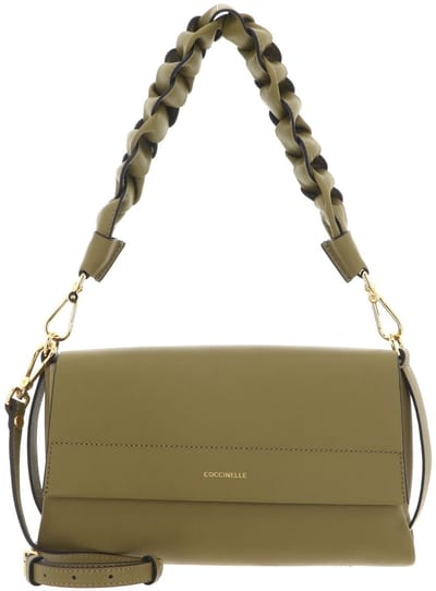 COCCINELLE Leren schoudertas Boheme Grana Double Shoulder Bag Seagrass / Sandshell kaki