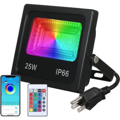 Een C85-265V 50W 64LEDs RGBCW LED's schijnwerper buitenlamp IP66 waterbestendig met controller/ 25W green