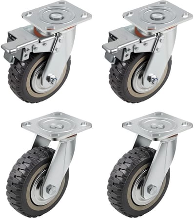 Dailygoods- Zwenkwielen Heavy Duty - Zwenkwielen met Rem - Transportwielen Set van 4 - Meubelwielen - Diameter 150 mm - Draagvermogen 1600 kg