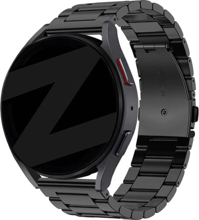 Bandz universeel 22mm stalen band 'Classic' geschikt voor Samsung Galaxy Watch 3 45mm / 1 46mm / Gear S3 - Polar Vantage M / M2 / Grit X - Huawei Watch GT 1/2/3 46mm / GT 5 (Pro) (46mm) / GT 2 Pro - Hoogwaardig staal - Incl. toolkit - zwart