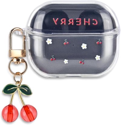 Stijlvolle beschermhoes voor Galaxy Buds 3 en Buds 3 Pro met sleutelhanger, kersenbloesem ontwerp, TPU hoes, stofdicht en krasbestendig