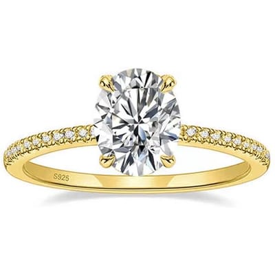 KNOBSPIN 1/2/3 karaat D Kleur Ovaal Geslepen Moissanite Ring   Zilver Verguld 18k Witgoud Bruiloft Verlovingsringen Voor Vrouwen 8&1ct (5x7mm) beige