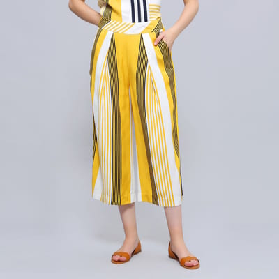 Stripe print vouw capri -broek