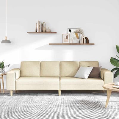 vidaXL - Woonkamerbank - Crème - 250 - x - 77 - x - 76 - cm - Polyester