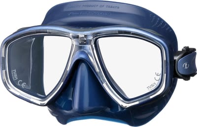TUSA Freedom Ceos – Duikmasker met twee lenzen, comfortabele pasvorm dicht op het gezicht, Freedom Technology voor comfort en prestaties, hypoallergeen silicone – Donkerblauw/Transparant– M-212QID ID