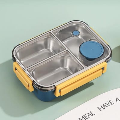 Roestvrijstalen Verdeelde Bento Box met Bestek voor Volwassenen Kinderen Studenten Draagbare Lunchbox Lekdichte Voedselopbergcontainers
