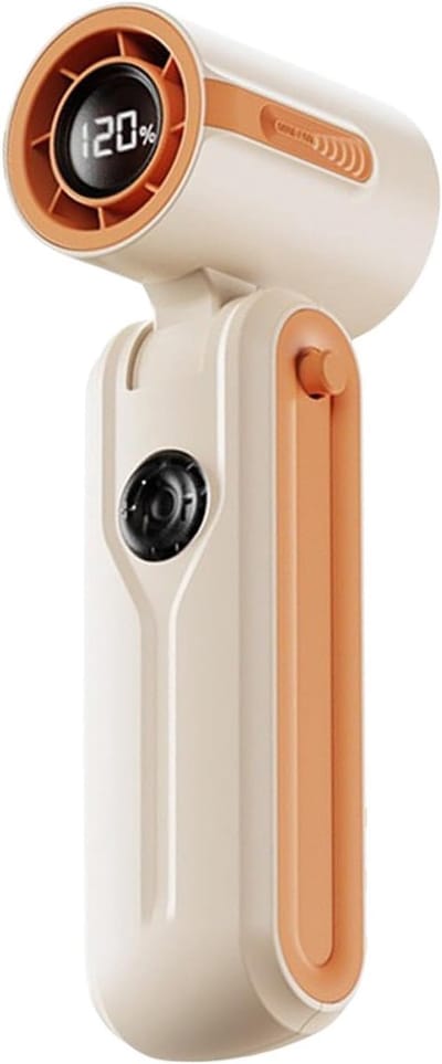 VHV - Handventilator met 120 Snelheden - 2000mAh Draagbare Mini Ventilator met Digitaal Display - Multifunctionele Nekventilator voor Reizen en Kantoor - Beige