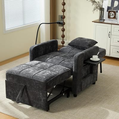 Slaapstoel - Zetelbed Bank - Ontspannen Zitten - 5-voudig Verstelbaar - 167x79x83cm - Donkergrijs