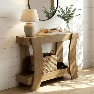 LITTLE TREE Industriële Consoletafel - 120x35x80 cm - 2 lagen - Bruin