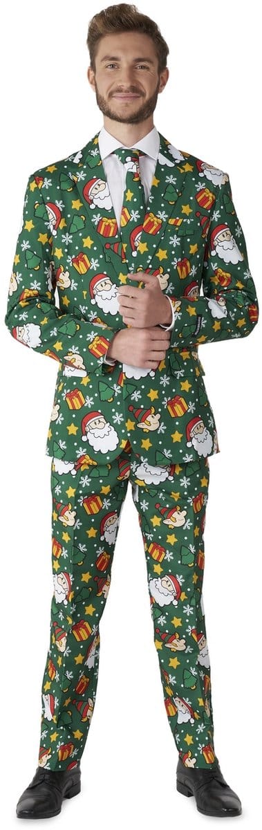 Suitmeister Santa Elves Green - Heren Kerst Kostuum - Kerstpak - Kerst Outfit - Groen - Maat S