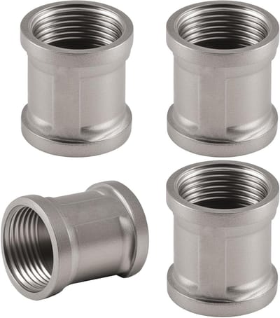 Dubbele verbindingnippel van roestvrij staal 1 inch IG/IG - 4 stuks, vrouwelijke draadconnector voor pijpverbinding, DN25, duurzaam en corrosiebestendig