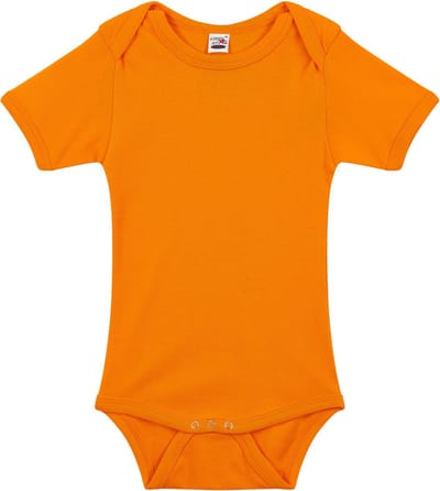 Basic rompertje voor babys - oranje - katoen - 240 grams - baby kleding - kraamcadeau - korte mouwen 56
