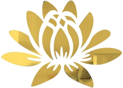 Dailygoody - 3D Acryl Spiegel Muursticker - Lotus Bloem - Zelfklevend en Verwijderbaar - Goudkleur - Milieuvriendelijk - Decoratie voor Thuis - 3