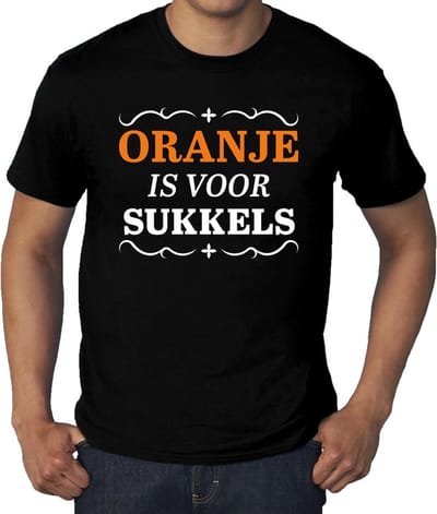 Grote maten t-shirt zwart heren - Oranje is voor sukkels t-shirt - Koningsdag kleding XXXL