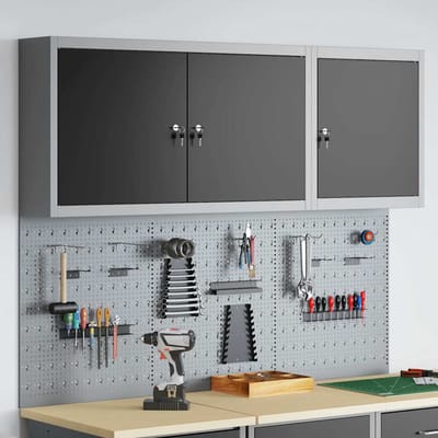 vidaXL - Gereedschapskast - Set - met - plank - 5 - st - Zwart - Gepoedercoat - staal