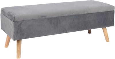 Zitbank met opbergruimte - 40x110x40 cm - fluweel - donkergrijs
