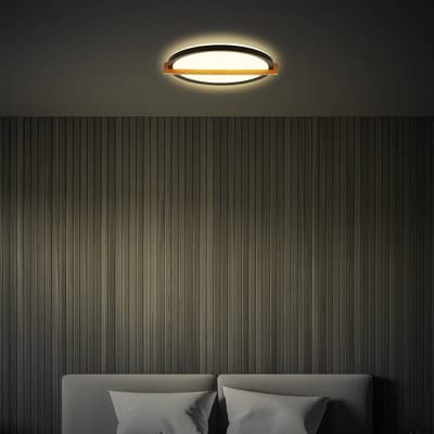 BRILONER Remsa - LED Plafonniére - plafondlamp met indirect licht - warm wit licht - 29 x 31,5 x 4 cm - zwart hout