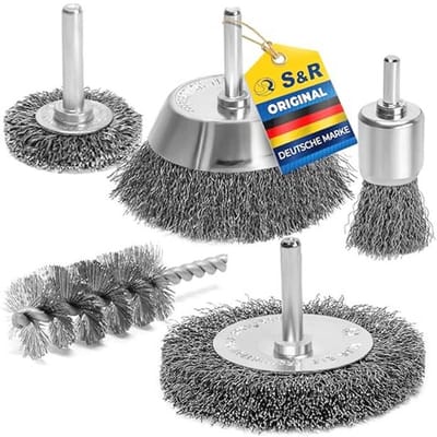 Draadborstelset 5-delig voor Boormachines - Ronde Schacht 6mm - Voor Verwijderen en Polijsten van Hout en Metaal