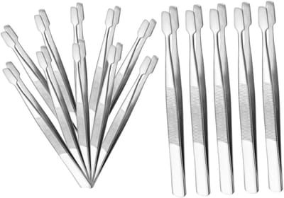 Eendenbek Pincet - Wimper Pincet - Fijn Handwerk - Roestvrij Staal - 15 stuks - Zilver