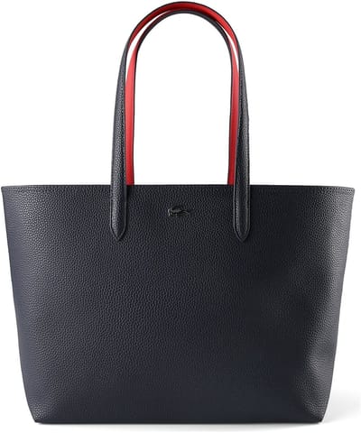 LACOSTE schoudertas shopper Anna Zipped Shopping Bag Marine 166 Rouge 240 donkerblauw