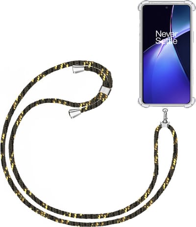 Telefoonkoord + Hoesje Geschikt voor OnePlus Nord CE4 Lite - Lengte Verstelbaar - Telefoonketting - Shock Proof Case - Zwart Goud