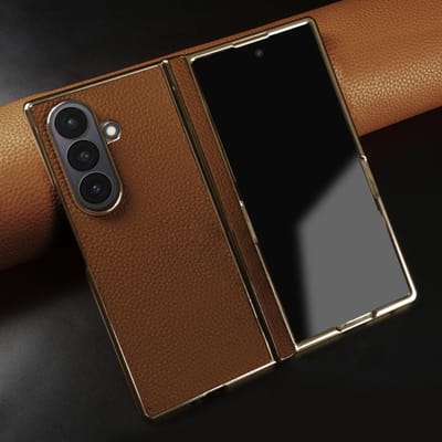 Lychee Echte Lederen Hoesje Voor Samsung Galaxy Z Fold 7 6  4 3 Fold7 Fold Fold6 Telefoonhoesjes Cover fold4 fold3 Funda Coque Genuine Leather&Galaxy Z Fold4