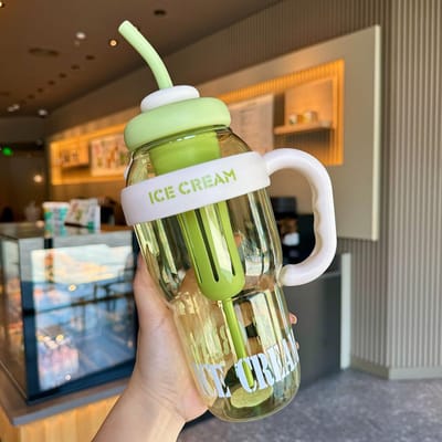 1200ML Grote Capaciteit Plastic Rietjesbeker Met Thee-Infuser Sportwaterfles Melkachtige Theekopjes Lucky Belly Waterbeker Voor Koppels 1200ML