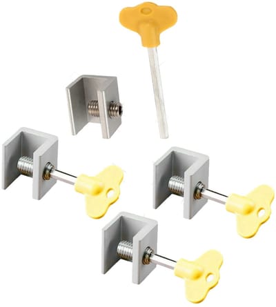 Dailygoods- Raamsloten 4 Stuks - Schuifdeur Stoppers - Deurslot met Sleutel - Duurzaam Metaal - Verstelbaar - Geschikt voor Ramen en Deuren