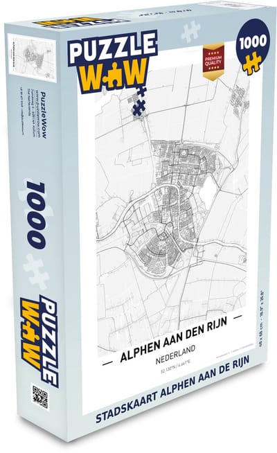 Puzzel Stadskaart Nederland Alphen aan de Rijn - Legpuzzel - Puzzel 1000 stukjes volwassenen - Plattegrond