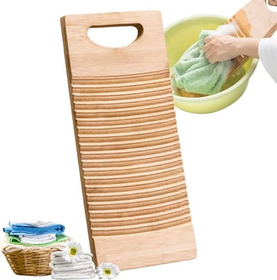 Houten Wasplank - Handwas Bord - Efficiënte Reiniging - Golvend Patroon Ontwerp - 40x15x1.5cm - Natuurlijk Hout