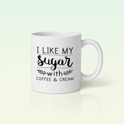 Ik Hou van Suiker met Koffie & Room Beker 330ml – Stijlvolle Typografie Koffiebeker – Perfect Cadeau voor Koffieliefhebbers