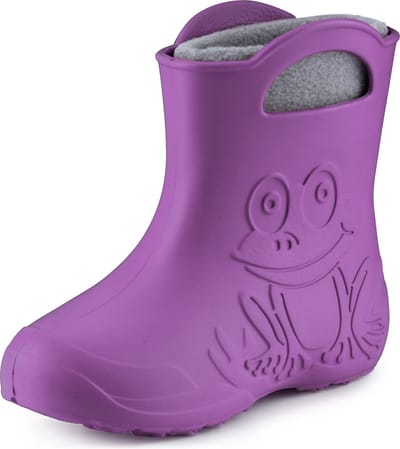 Ladeheid LA-CA-FrogWinter Kinder Regenlaarzen - Rubber - met Binnenschoen - EVA - Wasbare Binnenschoen - Lila/Grijs - 22/23