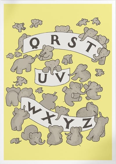 ABC De Babar II (Yellow) (Babar de Olifant) | Poster | A3: 30 x 40 cm