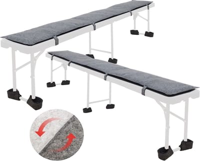 DuneDesign Set van 2 Vilten Bierbank Kussens 220x25cm - Omkeerbaar Tweekleurig - Opvouwbaar Zitkussen 1cm Dik met Vloerbeschermers - Buiten Tuin Feest Terras