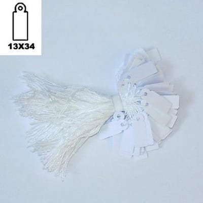 Prijslabeltjes met koord 13x34 mm / kleine prijskaartjes voor sieraden