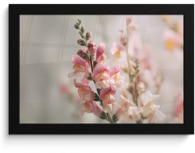 Poster in lijst - Fotolijst 30x20 cm - Posters - Bloem - Leeuwenbek - Roze - Stengel - Posterlijst zwart - Decoratie - Wanddecoratie woonkamer - Muurdecoratie slaapkamer
