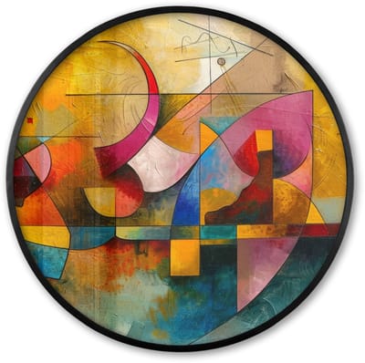 Poster in lijst Rond - Fotolijst 60x60 cm - Posters - Kunst - Abstract - Aesthetic - Kleurrijk - Art - Ronde posterlijst zwart - Decoratie - Wanddecoratie woonkamer - Muurdecoratie slaapkamer