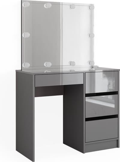 Vicco Sherry Kaptafel set met kruk – 90 cm met LED-verlichting en kruk Grijs