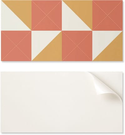 Zelfklevend vinylpaneel met patroon voor de woonkamer, 100x50 cm, geometrisch ontwerp in warme tinten.