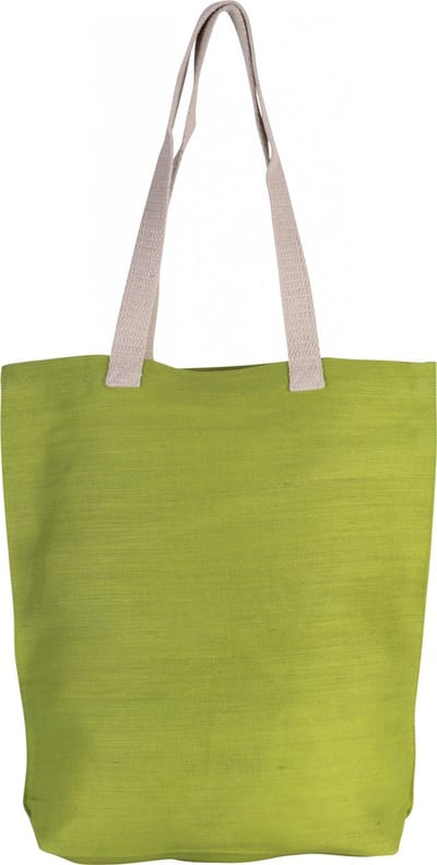 Kimood Shopper van jute/katoen KI0229 - Lime Green - One size